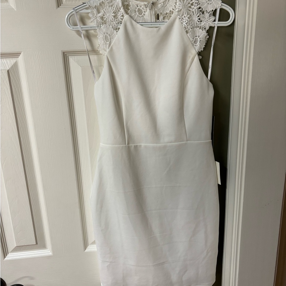 Elegant White Lace Halter Dress